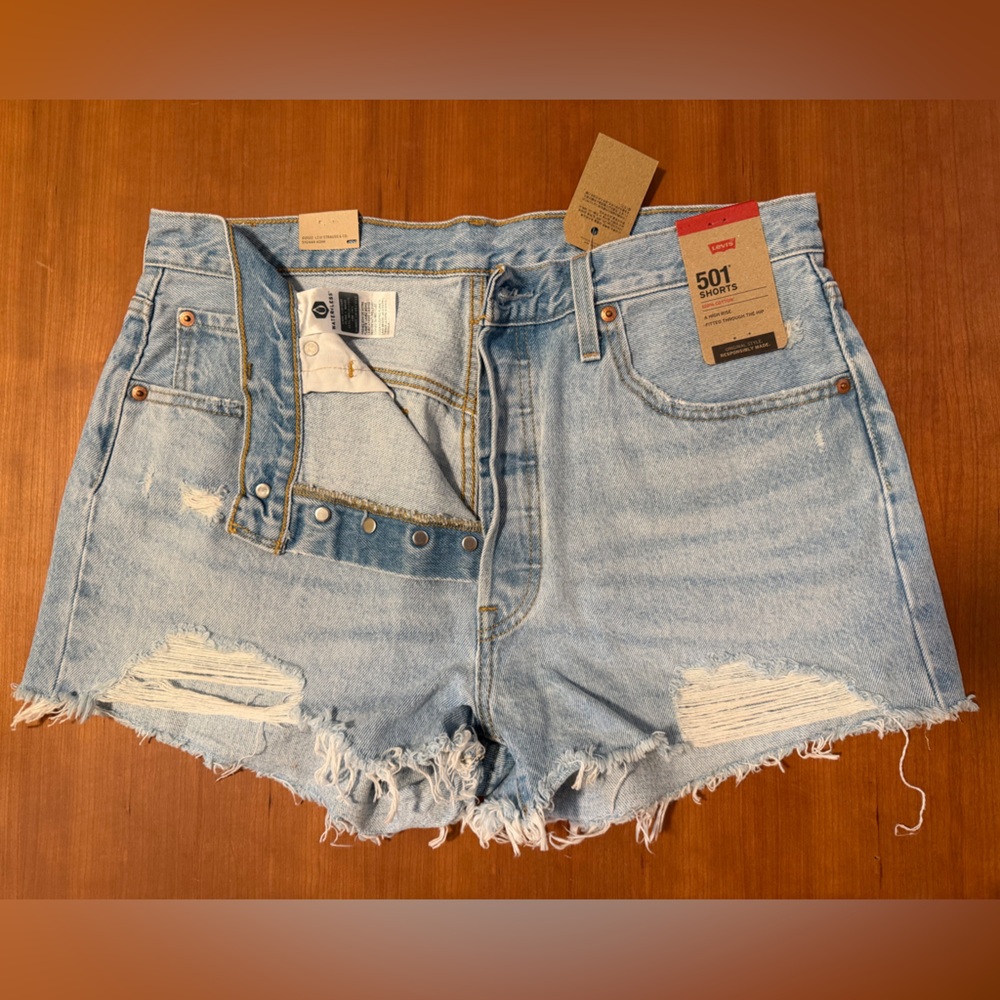 Levi's Women's Distressed Light Blue Jean Shorts